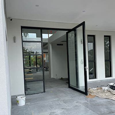 DLT Renovations large glass entry door installation